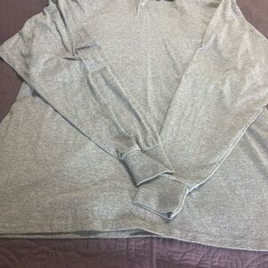 Jerzees Spot Shield Two Button Gray Long Sleeve Shirt XL